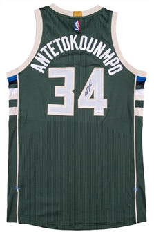 2015-16 Giannis Antetokounmpo Game Used & Signed Milwaukee Bucks Home Jersey Photo Matched To 5/25/2016 (MeiGray & JSA)